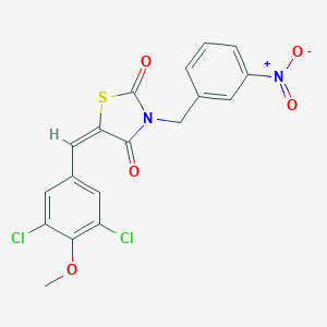 molecular formula C18H12Cl2N2O5S B423497 5-(3,5-Dichloro-4-methoxybenzylidene)-3-{3-nitrobenzyl}-1,3-thiazolidine-2,4-dione 