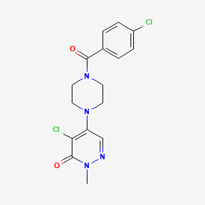 molecular formula C16H16Cl2N4O2 B4234970 4-chloro-5-[4-(4-chlorobenzoyl)-1-piperazinyl]-2-methyl-3(2H)-pyridazinone 