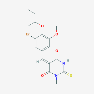 molecular formula C17H19BrN2O4S B423499 (5E)-5-[3-bromo-4-(butan-2-yloxy)-5-methoxybenzylidene]-1-methyl-2-thioxodihydropyrimidine-4,6(1H,5H)-dione 