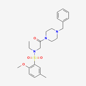 molecular formula C23H31N3O4S B4235059 N-[2-(4-benzyl-1-piperazinyl)-2-oxoethyl]-N-ethyl-2-methoxy-5-methylbenzenesulfonamide 