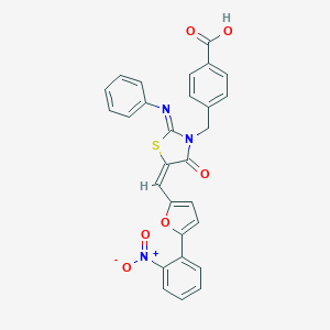 4-{[5-[(5-{2-Nitrophenyl}-2-furyl)methylene]-4-oxo-2-(phenylimino)-1,3-thiazolidin-3-yl]methyl}benzoic acid