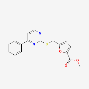 molecular formula C18H16N2O3S B4235091 methyl 5-{[(4-methyl-6-phenyl-2-pyrimidinyl)thio]methyl}-2-furoate 