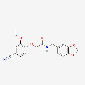 molecular formula C19H18N2O5 B4235093 N-(1,3-benzodioxol-5-ylmethyl)-2-(4-cyano-2-ethoxyphenoxy)acetamide 