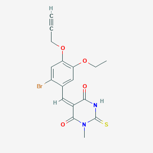 molecular formula C17H15BrN2O4S B423511 (5E)-5-[2-bromo-5-ethoxy-4-(prop-2-yn-1-yloxy)benzylidene]-1-methyl-2-thioxodihydropyrimidine-4,6(1H,5H)-dione 