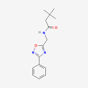 molecular formula C15H19N3O2 B4235120 3,3-dimethyl-N-[(3-phenyl-1,2,4-oxadiazol-5-yl)methyl]butanamide 