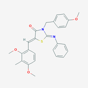 molecular formula C27H26N2O4S B423514 (2E,5Z)-5-(2,4-dimethoxy-3-methylbenzylidene)-3-(4-methoxybenzyl)-2-(phenylimino)-1,3-thiazolidin-4-one 