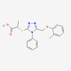 molecular formula C19H19N3O3S B4235161 2-({5-[(2-methylphenoxy)methyl]-4-phenyl-4H-1,2,4-triazol-3-yl}thio)propanoic acid 
