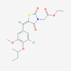 molecular formula C19H22ClNO6S B423517 ethyl {(5E)-5-[4-(butan-2-yloxy)-3-chloro-5-methoxybenzylidene]-2,4-dioxo-1,3-thiazolidin-3-yl}acetate 