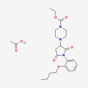 molecular formula C23H33N3O7 B4235189 ethyl 4-[1-(2-butoxyphenyl)-2,5-dioxo-3-pyrrolidinyl]-1-piperazinecarboxylate acetate 