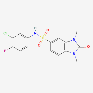 molecular formula C15H13ClFN3O3S B4235214 N-(3-chloro-4-fluorophenyl)-1,3-dimethyl-2-oxo-2,3-dihydro-1H-benzimidazole-5-sulfonamide 