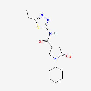 1-cyclohexyl-N-(5-ethyl-1,3,4-thiadiazol-2-yl)-5-oxo-3-pyrrolidinecarboxamide