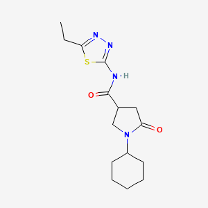 molecular formula C15H22N4O2S B4235226 1-cyclohexyl-N-(5-ethyl-1,3,4-thiadiazol-2-yl)-5-oxo-3-pyrrolidinecarboxamide 