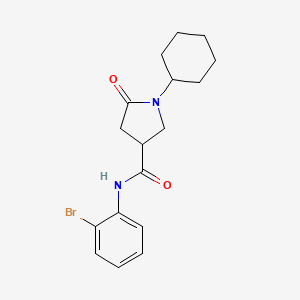 molecular formula C17H21BrN2O2 B4235261 N-(2-bromophenyl)-1-cyclohexyl-5-oxo-3-pyrrolidinecarboxamide CAS No. 878984-55-5