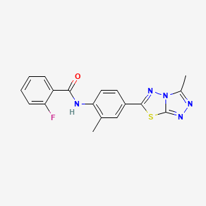 2-fluoro-N-[2-methyl-4-(3-methyl[1,2,4]triazolo[3,4-b][1,3,4]thiadiazol-6-yl)phenyl]benzamide