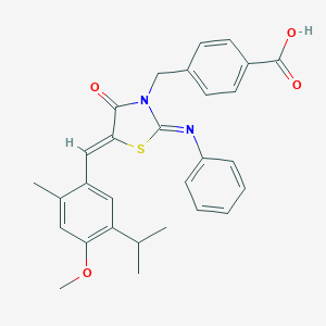 molecular formula C29H28N2O4S B423529 4-{[(2Z,5Z)-5-[4-methoxy-2-methyl-5-(propan-2-yl)benzylidene]-4-oxo-2-(phenylimino)-1,3-thiazolidin-3-yl]methyl}benzoic acid 