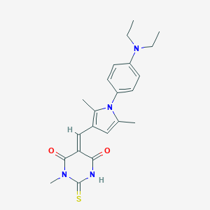 molecular formula C22H26N4O2S B423530 5-({1-[4-(diethylamino)phenyl]-2,5-dimethyl-1H-pyrrol-3-yl}methylene)-1-methyl-2-thioxodihydro-4,6(1H,5H)-pyrimidinedione 