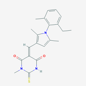 molecular formula C21H23N3O2S B423534 (5E)-5-{[1-(2-ethyl-6-methylphenyl)-2,5-dimethyl-1H-pyrrol-3-yl]methylidene}-1-methyl-2-thioxodihydropyrimidine-4,6(1H,5H)-dione 