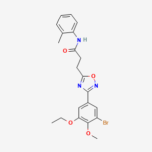 molecular formula C21H22BrN3O4 B4235357 3-[3-(3-bromo-5-ethoxy-4-methoxyphenyl)-1,2,4-oxadiazol-5-yl]-N-(2-methylphenyl)propanamide 