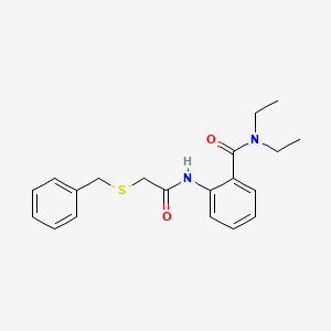 molecular formula C20H24N2O2S B4235364 2-{[(benzylthio)acetyl]amino}-N,N-diethylbenzamide 