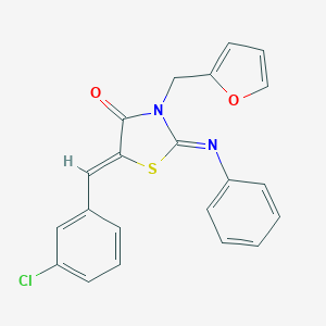 molecular formula C21H15ClN2O2S B423537 (2Z,5Z)-5-(3-chlorobenzylidene)-3-(furan-2-ylmethyl)-2-(phenylimino)-1,3-thiazolidin-4-one 