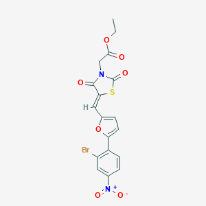 molecular formula C18H13BrN2O7S B423539 ethyl [(5Z)-5-{[5-(2-bromo-4-nitrophenyl)furan-2-yl]methylidene}-2,4-dioxo-1,3-thiazolidin-3-yl]acetate 
