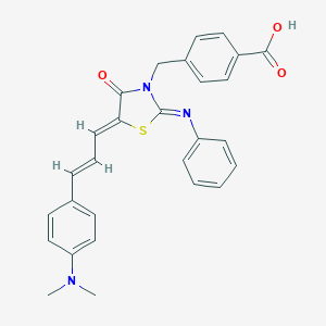 4-{[5-{3-[4-(Dimethylamino)phenyl]-2-propenylidene}-4-oxo-2-(phenylimino)-1,3-thiazolidin-3-yl]methyl}benzoic acid