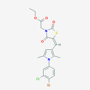 molecular formula C20H18BrClN2O4S B423543 ethyl [(5E)-5-{[1-(4-bromo-3-chlorophenyl)-2,5-dimethyl-1H-pyrrol-3-yl]methylidene}-2,4-dioxo-1,3-thiazolidin-3-yl]acetate 