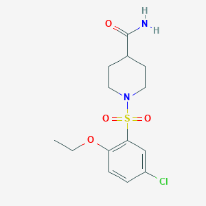 molecular formula C14H19ClN2O4S B4235439 1-[(5-chloro-2-ethoxyphenyl)sulfonyl]-4-piperidinecarboxamide 