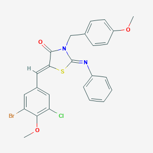 molecular formula C25H20BrClN2O3S B423544 (2E,5Z)-5-(3-bromo-5-chloro-4-methoxybenzylidene)-3-(4-methoxybenzyl)-2-(phenylimino)-1,3-thiazolidin-4-one 