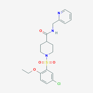 molecular formula C20H24ClN3O4S B4235443 1-[(5-chloro-2-ethoxyphenyl)sulfonyl]-N-(2-pyridinylmethyl)-4-piperidinecarboxamide 