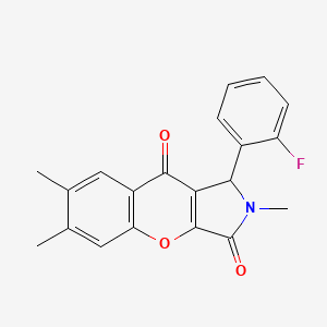 molecular formula C20H16FNO3 B4235471 1-(2-fluorophenyl)-2,6,7-trimethyl-1,2-dihydrochromeno[2,3-c]pyrrole-3,9-dione 