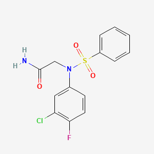 molecular formula C14H12ClFN2O3S B4235494 N~2~-(3-chloro-4-fluorophenyl)-N~2~-(phenylsulfonyl)glycinamide 