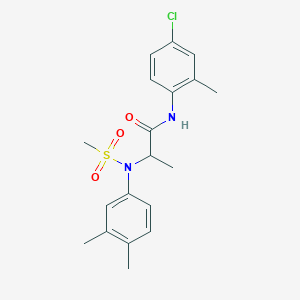 molecular formula C19H23ClN2O3S B4235498 N~1~-(4-chloro-2-methylphenyl)-N~2~-(3,4-dimethylphenyl)-N~2~-(methylsulfonyl)alaninamide 