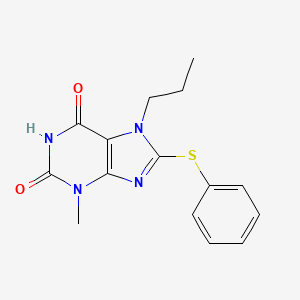 molecular formula C15H16N4O2S B4235503 3-methyl-8-(phenylthio)-7-propyl-3,7-dihydro-1H-purine-2,6-dione 