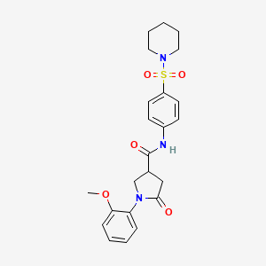 molecular formula C23H27N3O5S B4235533 1-(2-methoxyphenyl)-5-oxo-N-[4-(1-piperidinylsulfonyl)phenyl]-3-pyrrolidinecarboxamide 