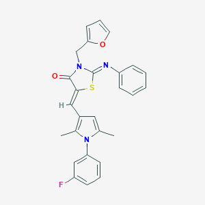 (2Z,5Z)-5-{[1-(3-fluorophenyl)-2,5-dimethyl-1H-pyrrol-3-yl]methylidene}-3-(furan-2-ylmethyl)-2-(phenylimino)-1,3-thiazolidin-4-one