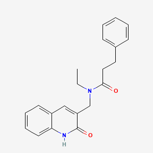 molecular formula C21H22N2O2 B4235564 N-ethyl-N-[(2-oxo-1,2-dihydro-3-quinolinyl)methyl]-3-phenylpropanamide 