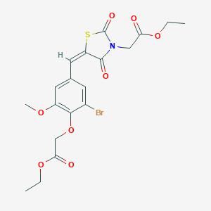 molecular formula C19H20BrNO8S B423557 Ethyl {5-[3-bromo-4-(2-ethoxy-2-oxoethoxy)-5-methoxybenzylidene]-2,4-dioxo-1,3-thiazolidin-3-yl}acetate 
