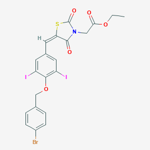 Ethyl (5-{4-[(4-bromobenzyl)oxy]-3,5-diiodobenzylidene}-2,4-dioxo-1,3-thiazolidin-3-yl)acetate