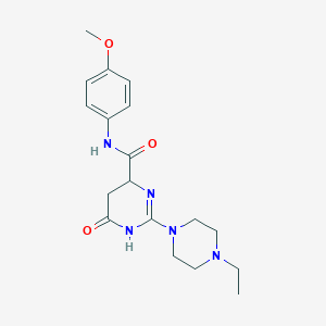 molecular formula C18H25N5O3 B4235586 2-(4-ethyl-1-piperazinyl)-N-(4-methoxyphenyl)-6-oxo-3,4,5,6-tetrahydro-4-pyrimidinecarboxamide 