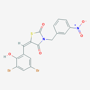 molecular formula C17H10Br2N2O5S B423559 5-(3,5-Dibromo-2-hydroxybenzylidene)-3-{3-nitrobenzyl}-1,3-thiazolidine-2,4-dione 