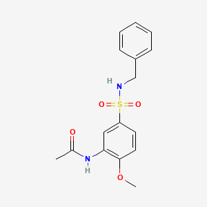 molecular formula C16H18N2O4S B4235616 N-{5-[(benzylamino)sulfonyl]-2-methoxyphenyl}acetamide 