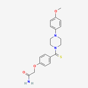 molecular formula C20H23N3O3S B4235640 2-(4-{[4-(4-methoxyphenyl)-1-piperazinyl]carbonothioyl}phenoxy)acetamide 