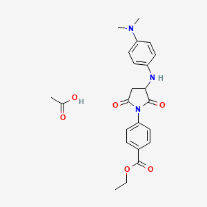 molecular formula C23H27N3O6 B4235682 ethyl 4-(3-{[4-(dimethylamino)phenyl]amino}-2,5-dioxo-1-pyrrolidinyl)benzoate acetate 