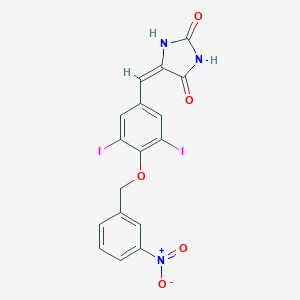 molecular formula C17H11I2N3O5 B423570 (5E)-5-{3,5-diiodo-4-[(3-nitrobenzyl)oxy]benzylidene}imidazolidine-2,4-dione 