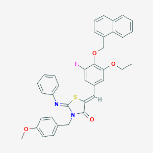 molecular formula C37H31IN2O4S B423573 (2Z,5Z)-5-[3-ethoxy-5-iodo-4-(naphthalen-1-ylmethoxy)benzylidene]-3-(4-methoxybenzyl)-2-(phenylimino)-1,3-thiazolidin-4-one 