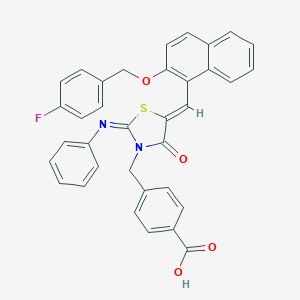 4-{[(2Z,5Z)-5-({2-[(4-fluorobenzyl)oxy]naphthalen-1-yl}methylidene)-4-oxo-2-(phenylimino)-1,3-thiazolidin-3-yl]methyl}benzoic acid
