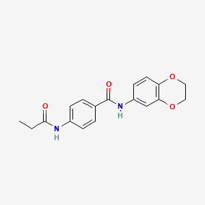 molecular formula C18H18N2O4 B4235753 N-(2,3-dihydro-1,4-benzodioxin-6-yl)-4-(propionylamino)benzamide 