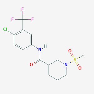 molecular formula C14H16ClF3N2O3S B4235758 N-[4-chloro-3-(trifluoromethyl)phenyl]-1-(methylsulfonyl)-3-piperidinecarboxamide 