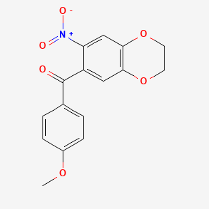 molecular formula C16H13NO6 B4235769 (4-methoxyphenyl)(7-nitro-2,3-dihydro-1,4-benzodioxin-6-yl)methanone 